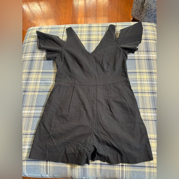 Anthropologie Elevenses Black Cold Shoulder Romper - Picture 6 of 7